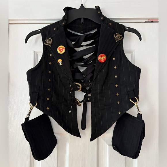 Spell Jackets & Blazers - Spell Black Steampunk Vest with Pins Est. Small EUC